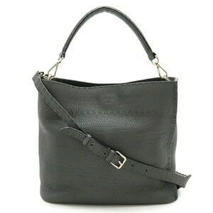 FENDI Gray Leather Shoulder Bag